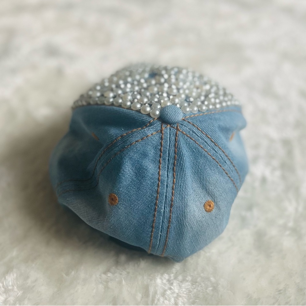 Y2K Blue Rhinestone Baseball Hat - Picture 2 of 10